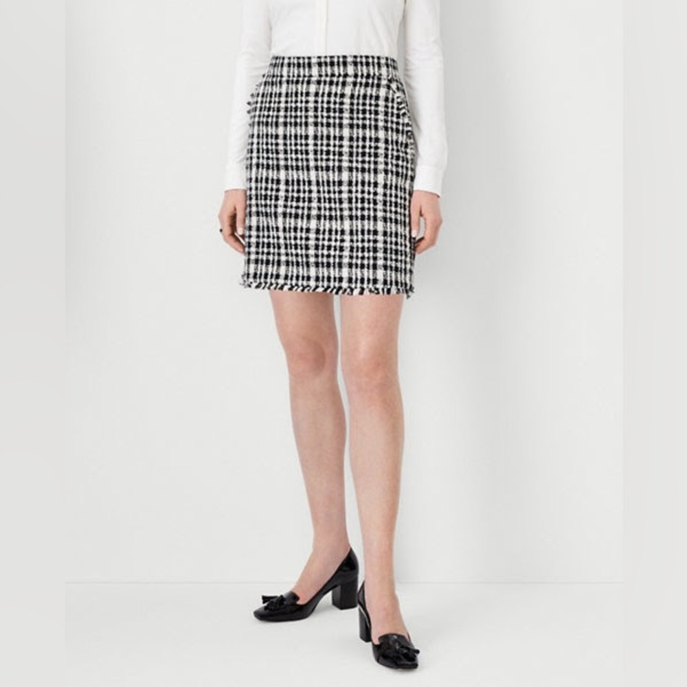 Ann Taylor Fringe Tweed Skirt
